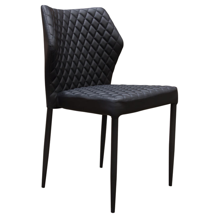 Milo 4-Pack Dining Chairs in Black Diamond Tufted Leatherette with Black Powder Coat Legs by Diamond Sofa