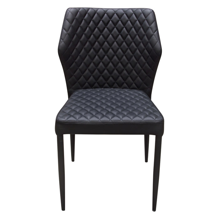 Milo 4-Pack Dining Chairs in Black Diamond Tufted Leatherette with Black Powder Coat Legs by Diamond Sofa