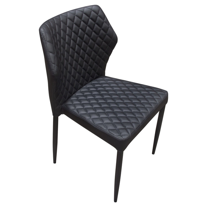 Milo 4-Pack Dining Chairs in Black Diamond Tufted Leatherette with Black Powder Coat Legs by Diamond Sofa