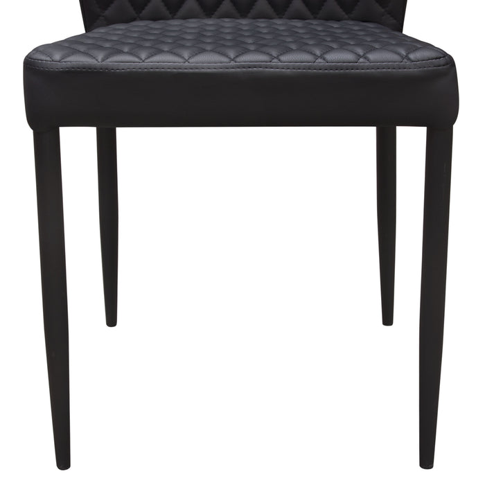 Milo 4-Pack Dining Chairs in Black Diamond Tufted Leatherette with Black Powder Coat Legs by Diamond Sofa