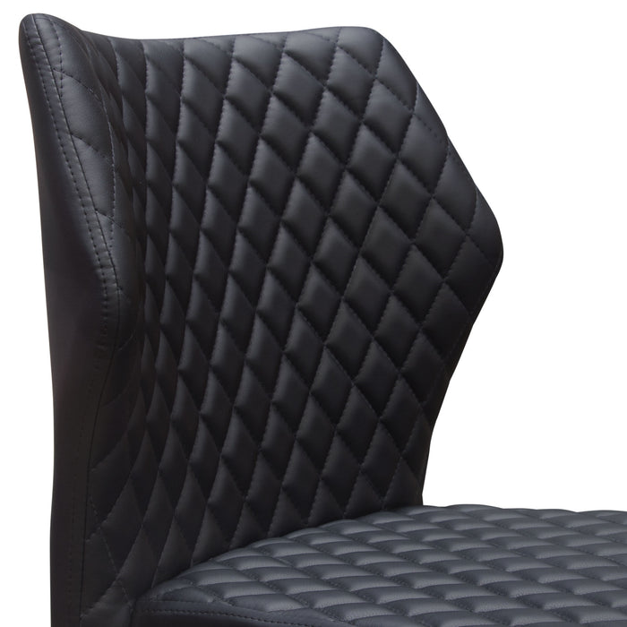 Milo 4-Pack Dining Chairs in Black Diamond Tufted Leatherette with Black Powder Coat Legs by Diamond Sofa