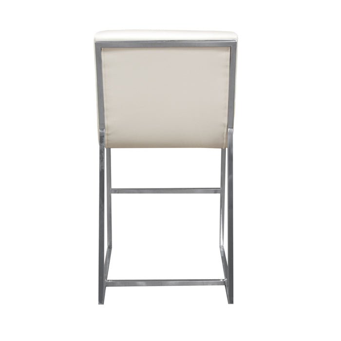 Bardot Counter Height Chair w/ Stainless Steel Frame by Diamond Sofa - White