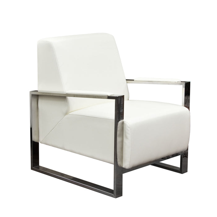Century Accent Chair w/ Stainless Steel Frame by Diamond Sofa - White