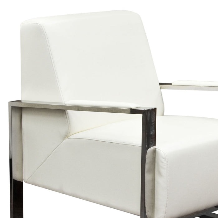 Century Accent Chair w/ Stainless Steel Frame by Diamond Sofa - White