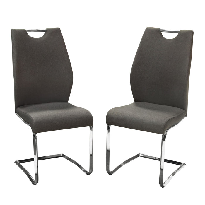 Set of (2) London Dining Chairs in Grey Fabric with Chrome Base by Diamond Sofa