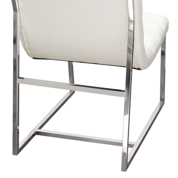 Bardot 2-Pack Dining Chair w/ Stainless Steel Frame by Diamond Sofa - White