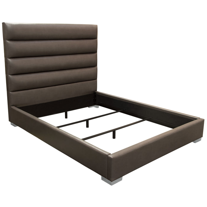 Bardot Channel Tufted Eastern King Bed in Elephant Grey Leatherette by Diamond Sofa