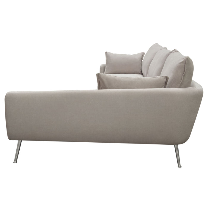 Vantage RF 2PC Sectional in Light Flax Fabric w/ Feather Down Seating & Brushed Metal Legs by Diamond Sofa