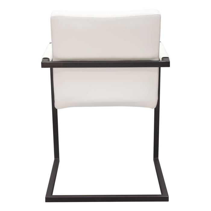 Nolan 2-Pack Dining Chairs in White Diamond Tufted Leatherette on Charcoal Powder Coat Frame by Diamond Sofa