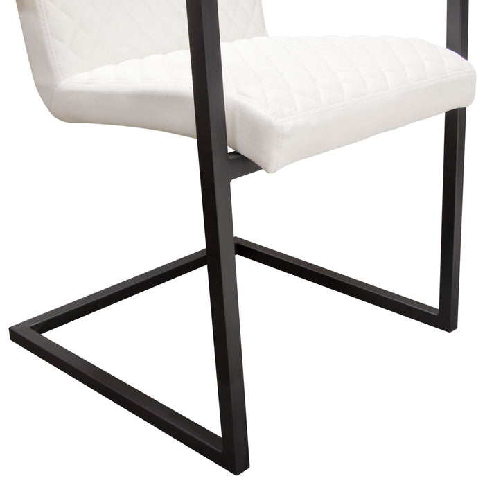 Nolan 2-Pack Dining Chairs in White Diamond Tufted Leatherette on Charcoal Powder Coat Frame by Diamond Sofa