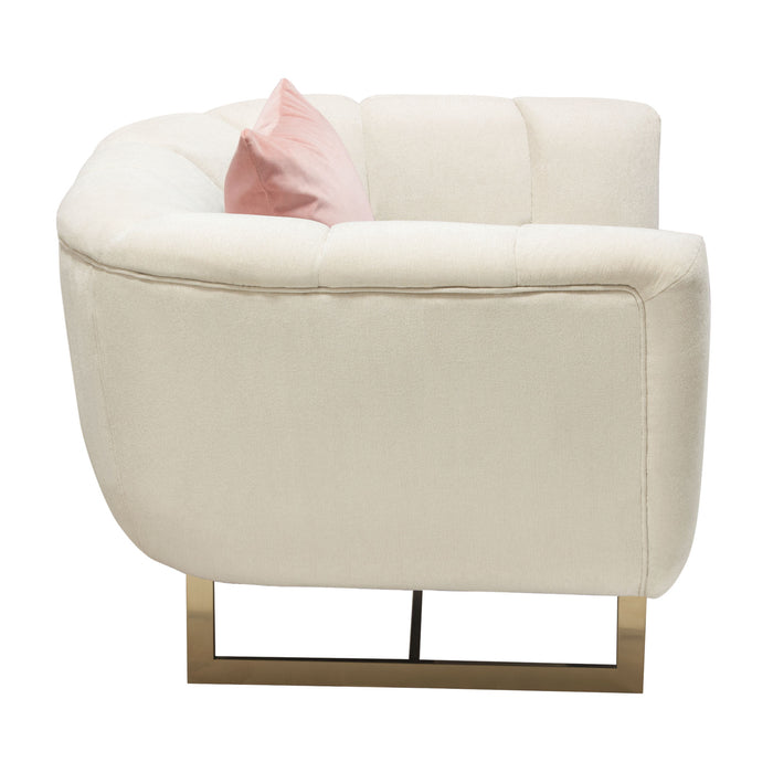 Venus Cream Fabric Chair w/ Contrasting Pillows & Gold Finished Metal Base by Diamond Sofa