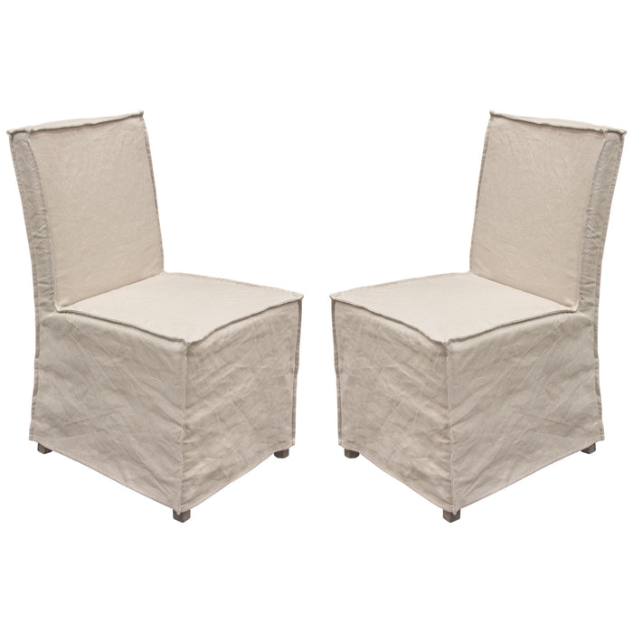Sonoma 2-Pack Dining Chairs with Wood Legs and Sand Linen Removable Slipcover by Diamond Sofa