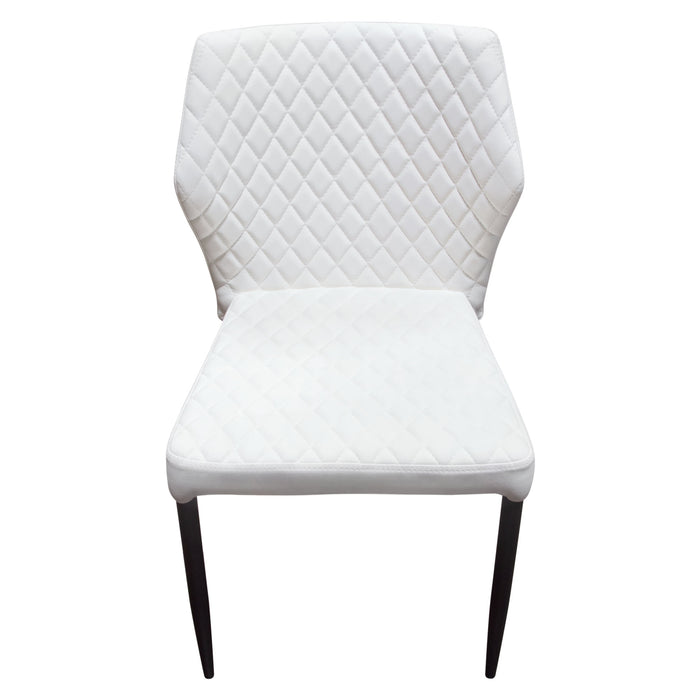 Milo 4-Pack Dining Chairs in White Diamond Tufted Leatherette with Black Powder Coat Legs by Diamond Sofa