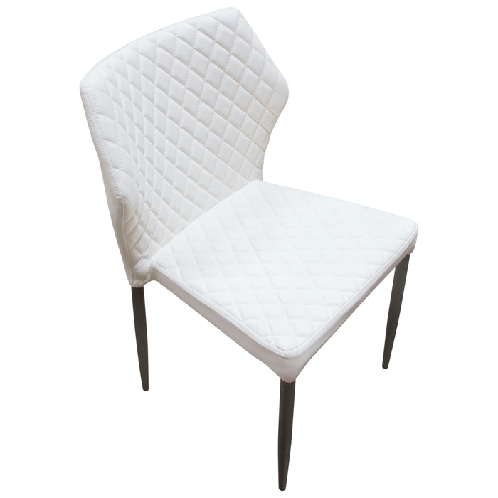 Milo 4-Pack Dining Chairs in White Diamond Tufted Leatherette with Black Powder Coat Legs by Diamond Sofa