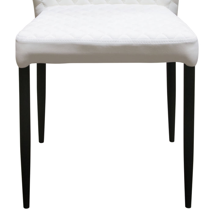 Milo 4-Pack Dining Chairs in White Diamond Tufted Leatherette with Black Powder Coat Legs by Diamond Sofa