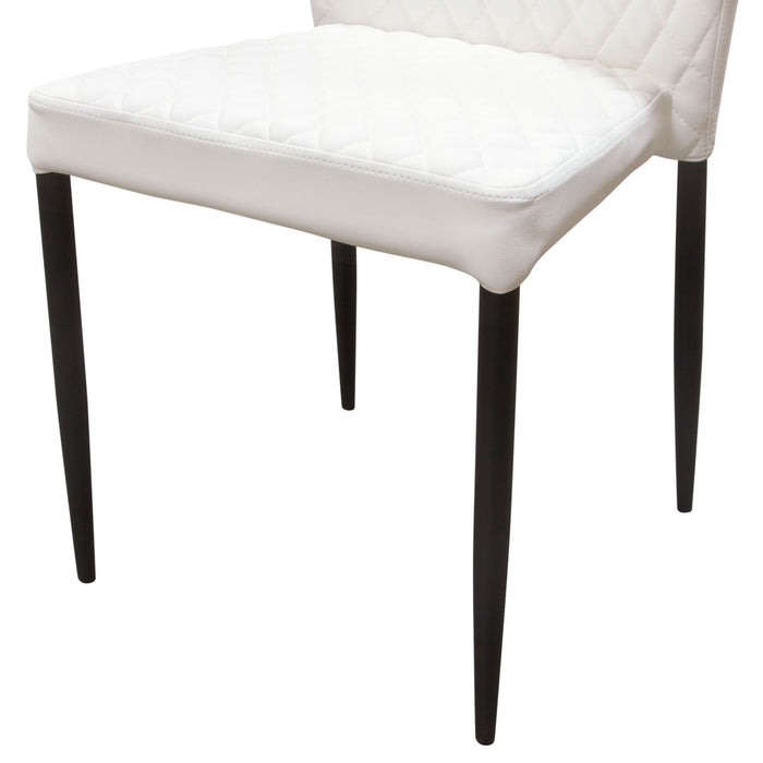 Milo 4-Pack Dining Chairs in White Diamond Tufted Leatherette with Black Powder Coat Legs by Diamond Sofa