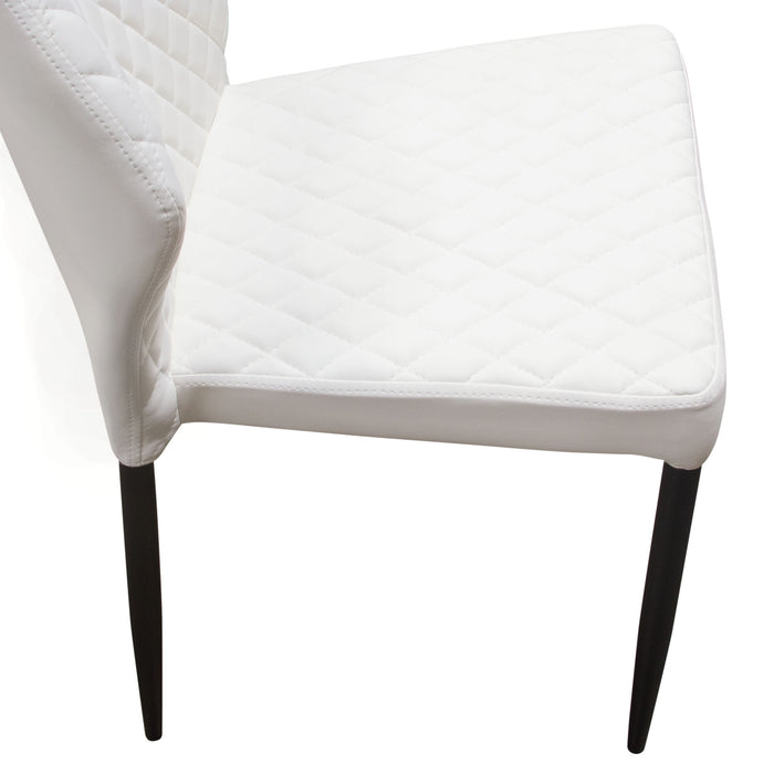 Milo 4-Pack Dining Chairs in White Diamond Tufted Leatherette with Black Powder Coat Legs by Diamond Sofa