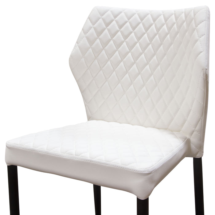 Milo 4-Pack Dining Chairs in White Diamond Tufted Leatherette with Black Powder Coat Legs by Diamond Sofa