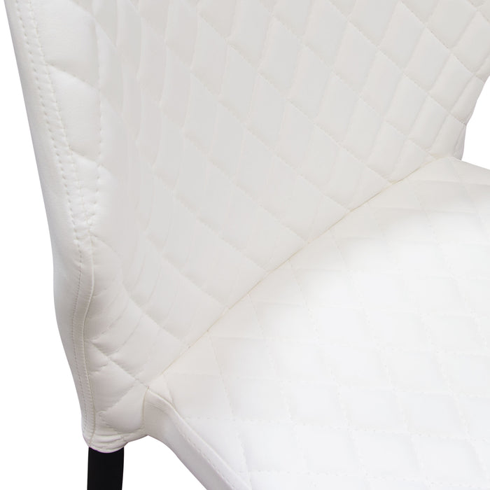 Milo 4-Pack Dining Chairs in White Diamond Tufted Leatherette with Black Powder Coat Legs by Diamond Sofa