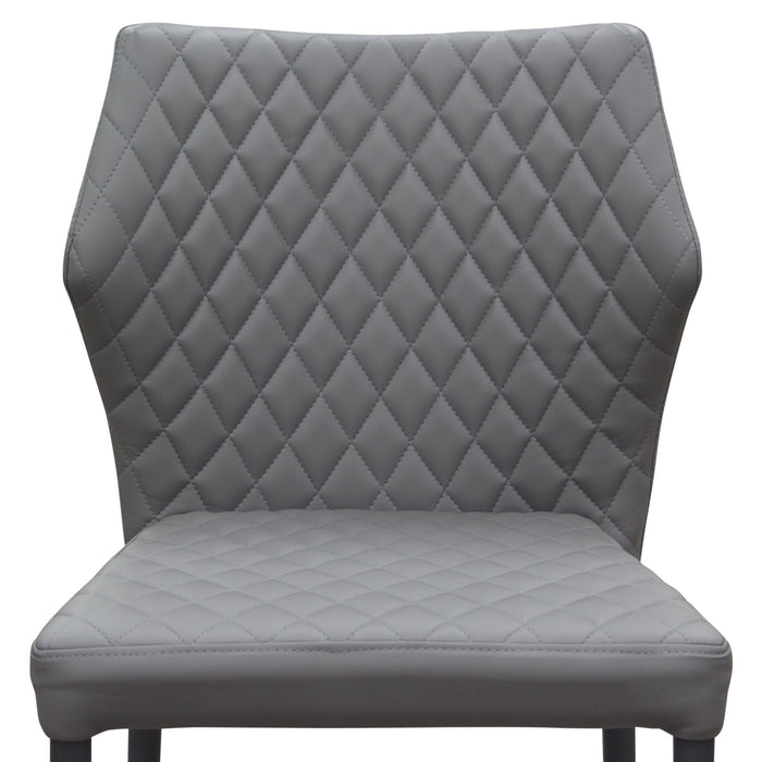 Milo 4-Pack Dining Chairs in Grey Diamond Tufted Leatherette with Black Powder Coat Legs by Diamond Sofa