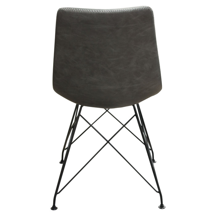 Theo Set of (4) Dining Chairs in Weathered Grey Leatherette w/ Black Metal Base by Diamond Sofa