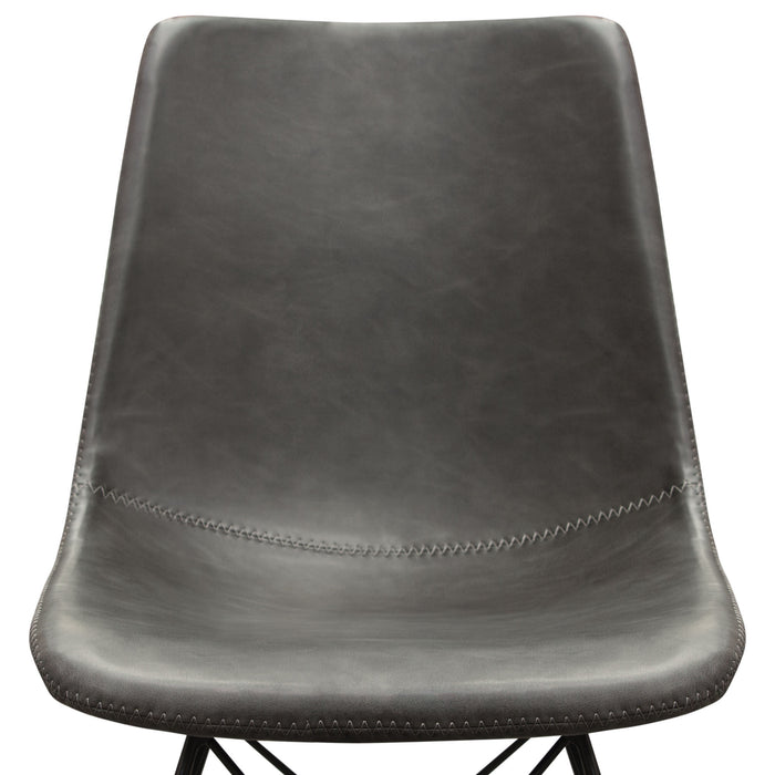 Theo Set of (4) Dining Chairs in Weathered Grey Leatherette w/ Black Metal Base by Diamond Sofa