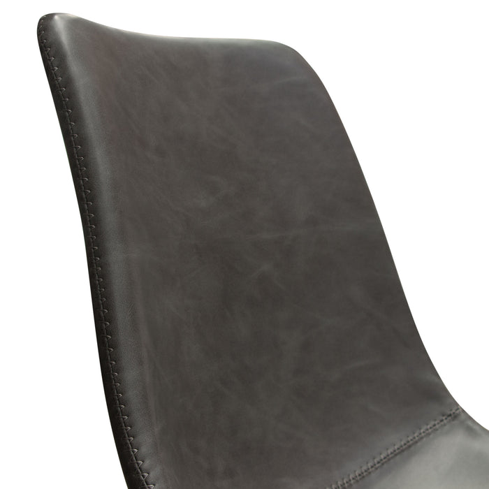 Theo Set of (4) Dining Chairs in Weathered Grey Leatherette w/ Black Metal Base by Diamond Sofa