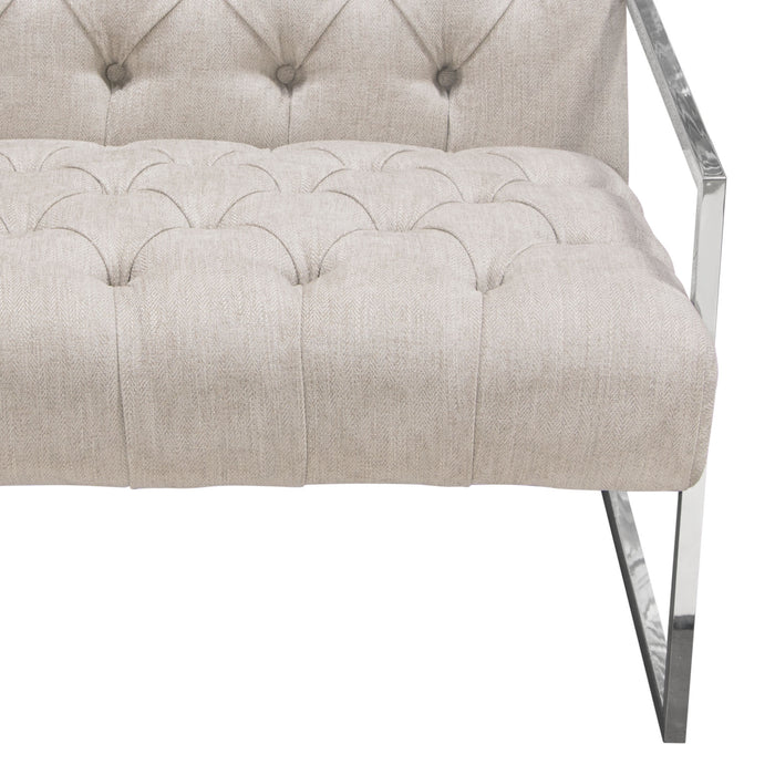 Luxe Accent Chair in Light Tweed Tufted Fabric with Polished Stainless Steel Frame by Diamond Sofa
