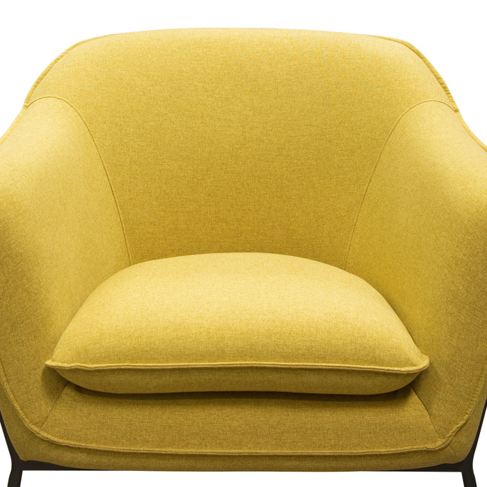 Status Accent Chair in Yellow Fabric with Metal Leg by Diamond Sofa