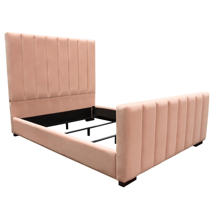 Venus Vertical Channel Tufted Eastern King Bed in Blush Pink Velvet by Diamond Sofa