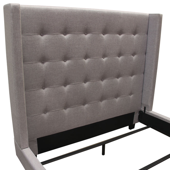 Madison Ave Tufted Wing Eastern King Bed in Light Grey Button Tufted Fabric by Diamond Sofa