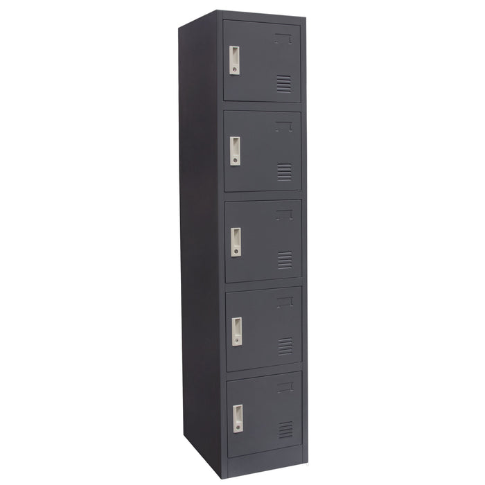 5-Door Metal Storage Locker Cabinet with Key Lock Entry by Diamond Sofa - Grey
