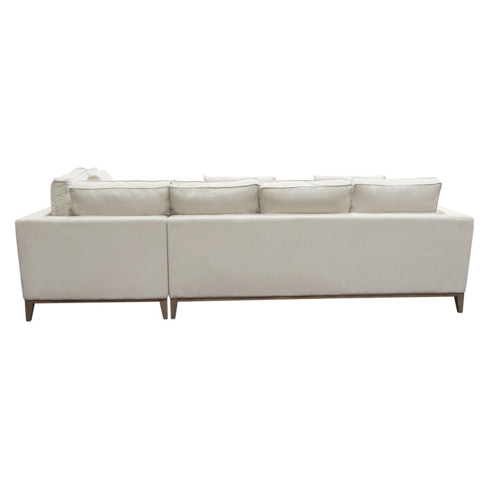 Haven RF 2PC Sectional in Cream Polyester Fabric w/ Loose Pillow Back & Wood Leg Accent by Diamond Sofa