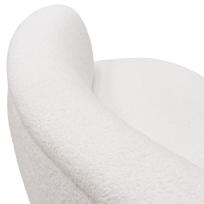 Simone Curved Sofa in White Faux Sheepskin Fabric by Diamond Sofa