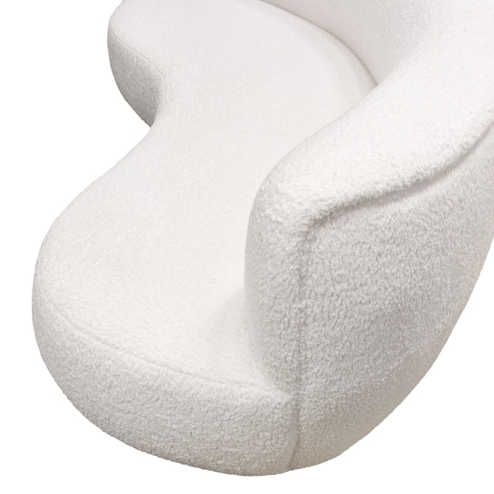 Simone Curved Sofa in White Faux Sheepskin Fabric by Diamond Sofa