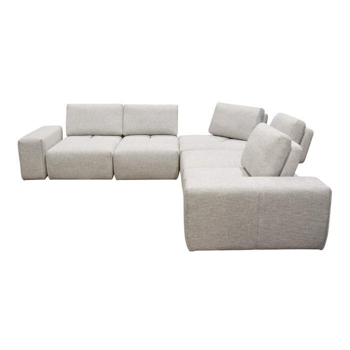 Jazz Modular 5-Seater Corner Sectional with Adjustable Backrests in Light Brown Fabric by Diamond Sofa