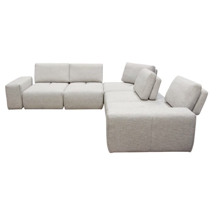 Jazz Modular 5-Seater Corner Sectional with Adjustable Backrests in Light Brown Fabric by Diamond Sofa