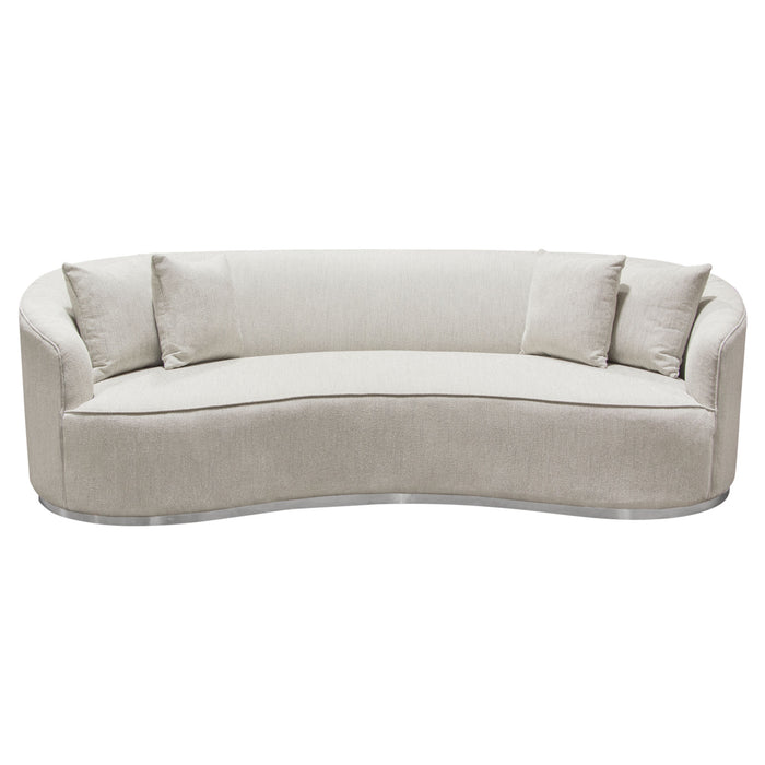 Raven Sofa in Light Cream Fabric w/ Brushed Silver Accent Trim by Diamond Sofa