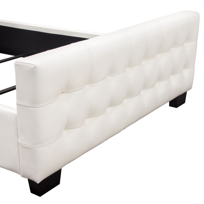 Zen Tufted Queen Bed with Oversized Footboard in White Leatherette by Diamond Sofa