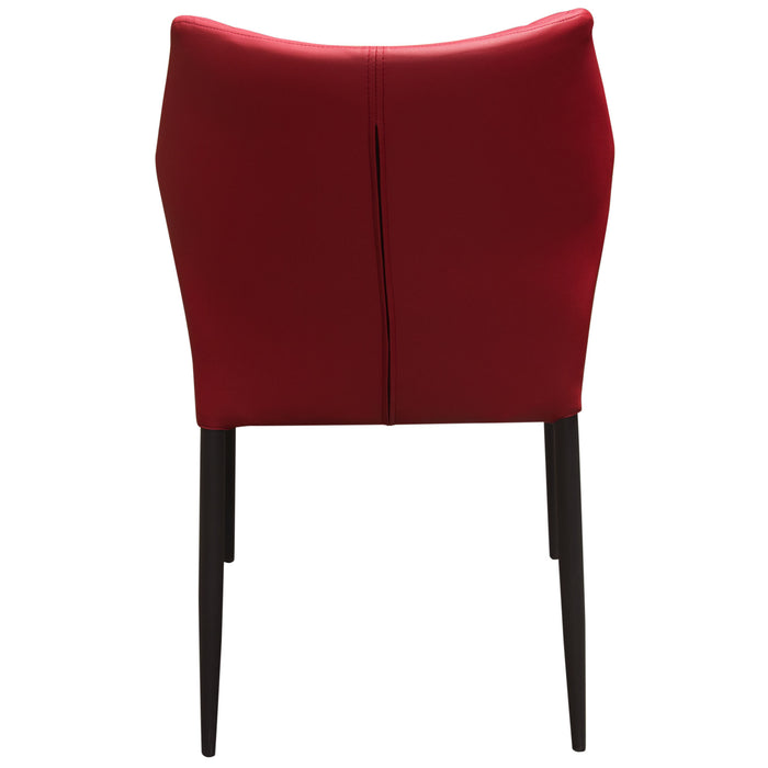 Milo 4-Pack Dining Chairs in Red Diamond Tufted Leatherette with Black Powder Coat Legs by Diamond Sofa