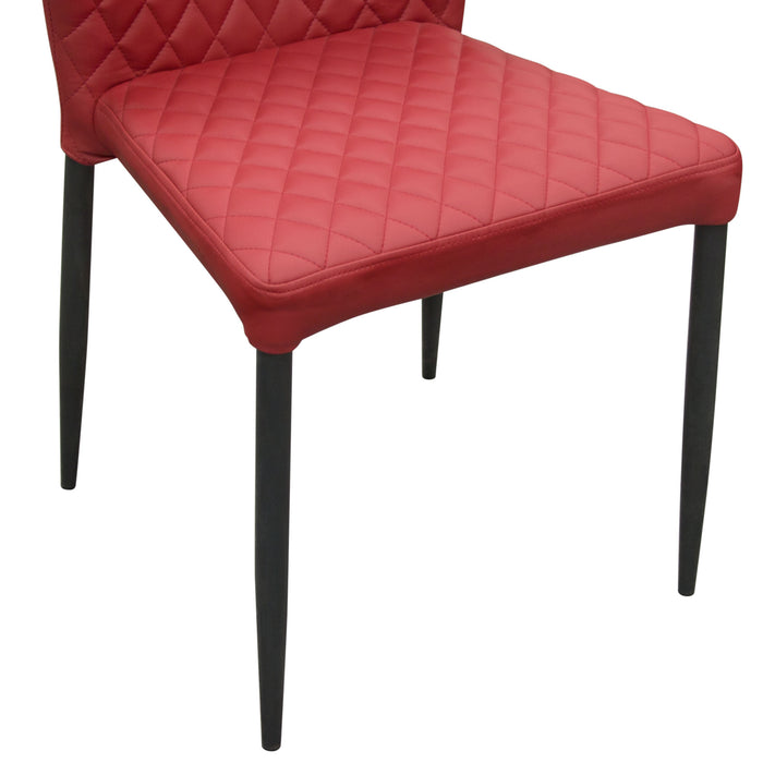 Milo 4-Pack Dining Chairs in Red Diamond Tufted Leatherette with Black Powder Coat Legs by Diamond Sofa