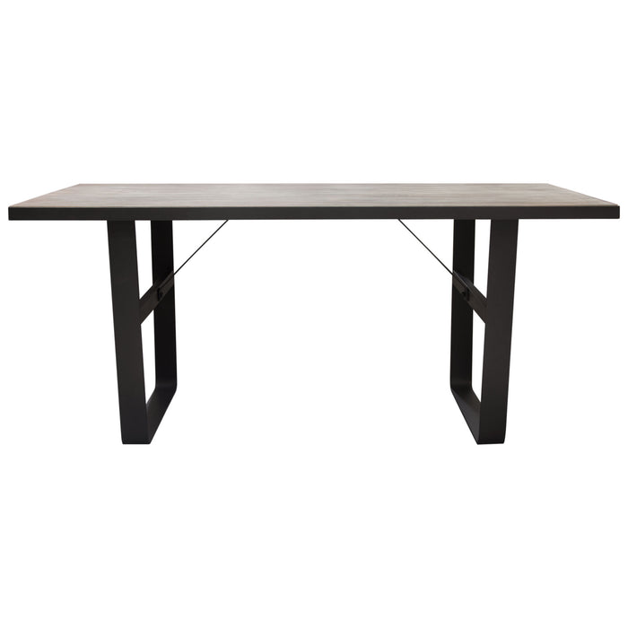 Monterey 67" Dining Table or Home Office Desk with Rustic Oak Top and Black Metal Wrap Around Apron & Base by Diamond Sofa