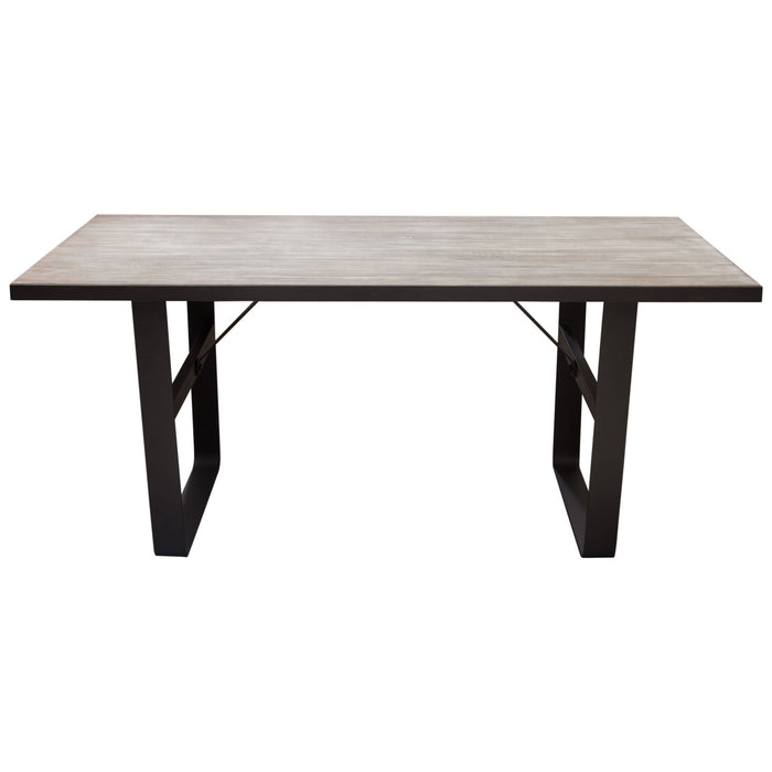 Monterey 67" Dining Table or Home Office Desk with Rustic Oak Top and Black Metal Wrap Around Apron & Base by Diamond Sofa