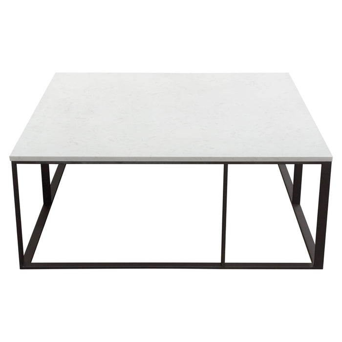 Surface Square Cocktail Table w/ Engineered Marble Top & Black Powder Coated Metal Base by Diamond Sofa
