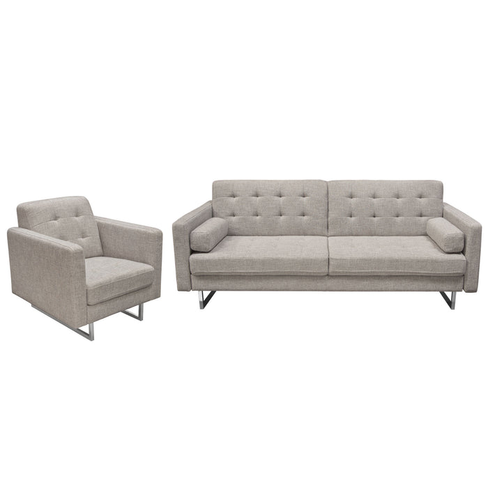 Opus Convertible Tufted Sofa with Chair 2PC Set in Barley Fabric by Diamond Sofa