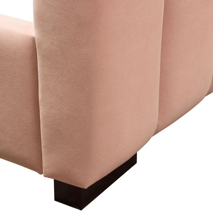 Venus Vertical Channel Tufted Queen Bed in Blush Pink Velvet by Diamond Sofa