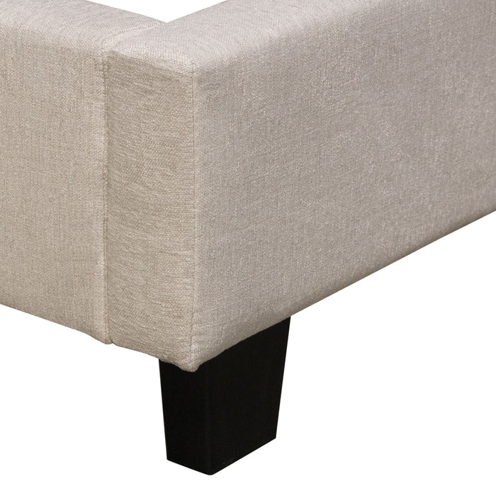 Madison Ave Tufted Wing Eastern King Bed in Sand Button Tufted Fabric by Diamond Sofa