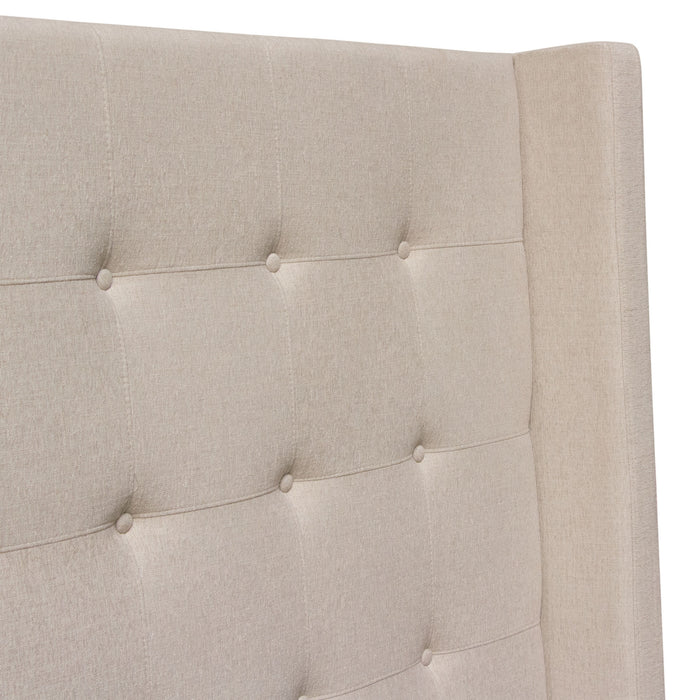 Madison Ave Tufted Wing Eastern King Bed in Sand Button Tufted Fabric by Diamond Sofa