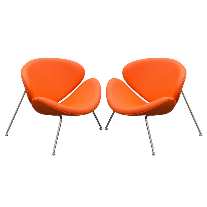 Set of (2) Roxy Orange Accent Chair with Chrome Frame by Diamond Sofa