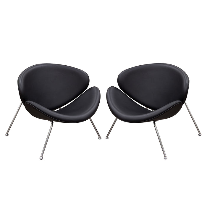 Set of (2) Roxy Black Accent Chair with Chrome Frame by Diamond Sofa